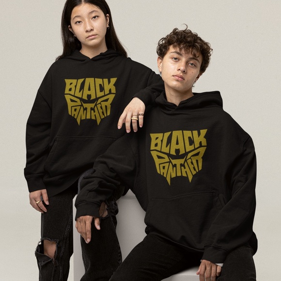 BLACK PANTHER GOLD: DESIGN; UNISEX CUSTOM HOODIE - Picture 1 of 5